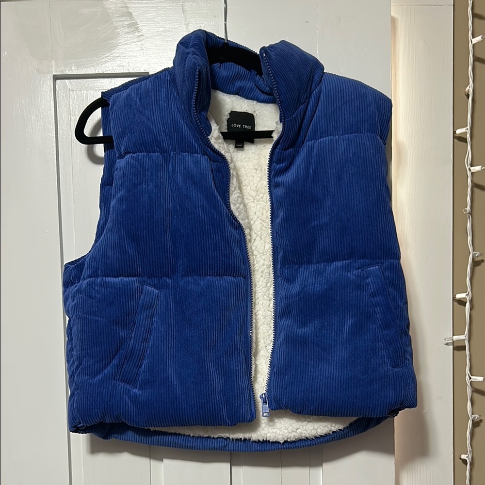 Blue Corduroy Puffer Vest